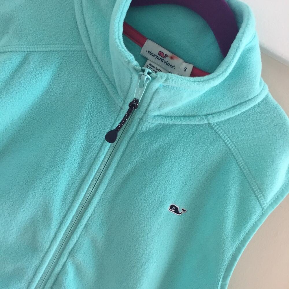 Vineyard Vines Aqua Fleece Full Zip Vest Women Small - Picture 3 of 4
